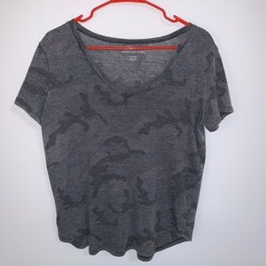 Camo V Neck Top